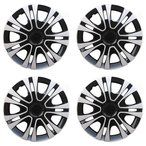 4 pack 15" Black with Silver Hubcap Wheel Cover Replacement Kit 15" Hub Caps Wheel Rim Cover Car Exterior Accessories