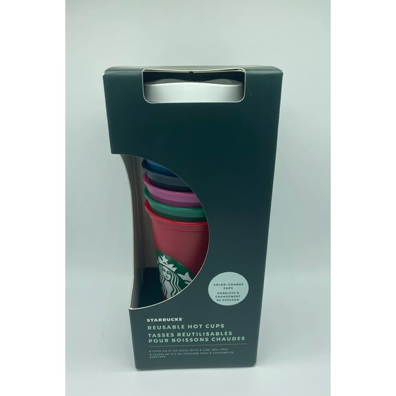 Starbucks Holiday 2021 Limited Color Changing Reusable Hot Cups with Lids - Set of 6