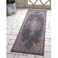 thumbnail image 1 of Unique Loom Traditional Collection Classic Medallion Transitional Indoor and Outdoor Flatweave Runner Rug, 2 x 6 Feet, Charcoal Gray/Beige, 1 of 1