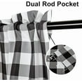 thumbnail image 4 of Hiasan Black and White Buffalo Plaid Kitchen Valance Curtains, - Semi Sheer Rod Pocket Checkerd Cafe Valance for Farmhouse Window, 52" x 18", 1P, 4 of 11