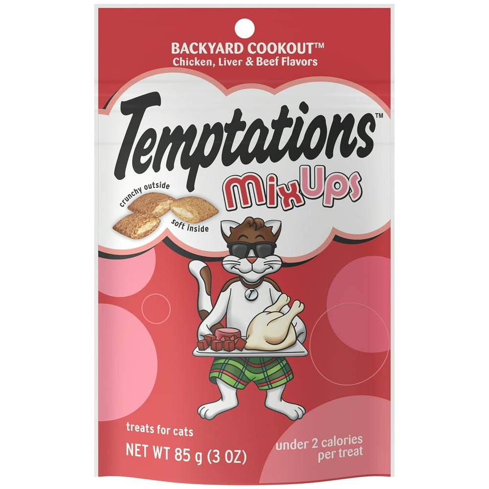 TEMPTATIONS MIXUPS Crunchy and Soft Cat Treats Backyard Cookout Flavor