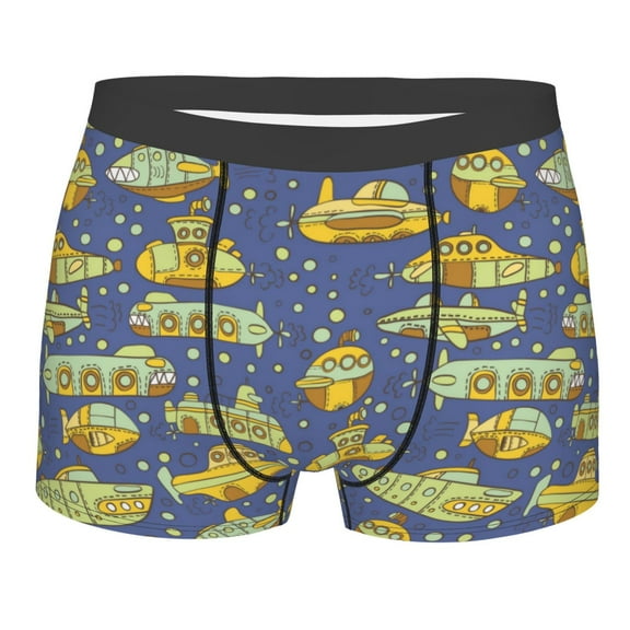 Balery Cartoon Submarines Men's Boxer Briefs, Soft and Breathable Cotton Underwear with nylon Waistband-X-Large