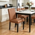 thumbnail image 2 of Modern Faux Leather Dining Chairs Set of 4 for Dining Room, Upholstered Parsons Chairs, Light Brown, 2 of 6