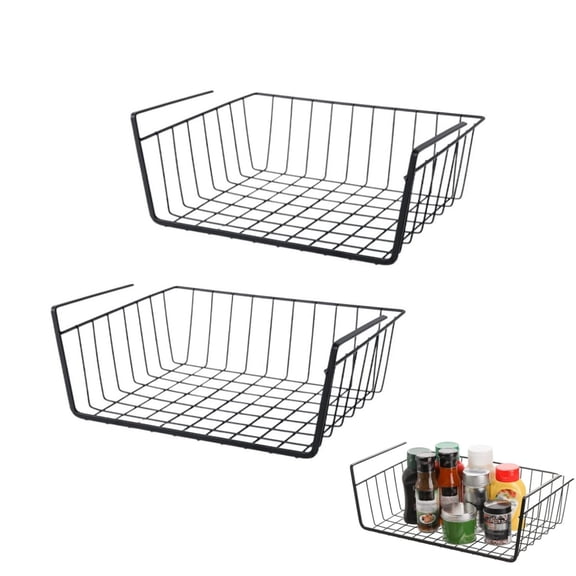Under Shelf Basket,2Pcs Stylish Bedside Hanging Basket,TGY Durable Under Shelf Wire Rack,Metal Hanging Storage Organizer for home