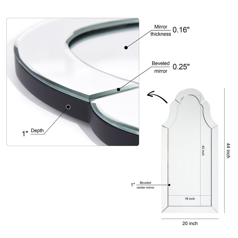 Empire Art Direct Elegant Arch Wall Mirror - 20x44 Inch Beveled Center Mirror For Bathroom Or Vanity
