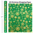thumbnail image 4 of Papel de regalo Flyhill, color verde navideño, 43 x 10 m, diseño de copo de nieve dorado, 4 of 6