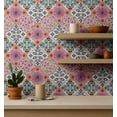 thumbnail image 4 of S4sassy Self Adhesive Wallpaper, Geometric Wallpaper, Pink Removable DIY Vinyl Tile Pattern Wall Covering, Textured Peel and Stick Contact Paper for Entryway Walls, Kitchen Backsplash (25"x120" inch), 4 of 8