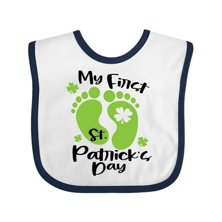 

Inktastic My 1st St. Patrick s Day with Green Baby Footprints Gift Baby Boy or Baby Girl Bib
