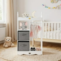 Resenkos Kids Dress up Storage Costume Closet with Mirror and Toy Bins-White, Kids Toy Storage for Kids, Boys, Girls, Nursery