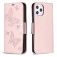 thumbnail image 6 of Allytech iPhone 12 Pro Max Case 6.7", Folio Flip PU Leather Slim Fit Kickstand Cover with Credit Cards Holder Hand Wrist Strap Wallet Case Cover for Apple iPhone 12 Pro Max, Pink, 6 of 6