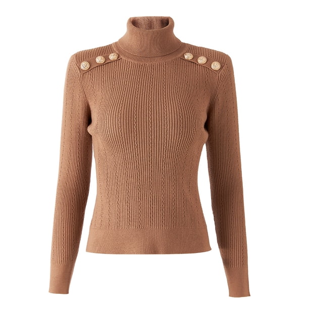 Suéter de cuello alto de punto europeo y americano de manga larga negro para viajeros con temperamento, mezcla de lana, top ajustado