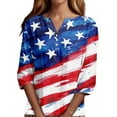thumbnail image 7 of ADSSDQ 3/4 Length Sleeve Womens Tops 4th of July Button Down Shirts for Women Summer Top 2025 Patriotic American Flag Stars Stripes Graphic Tees Vermilion L, 7 of 7