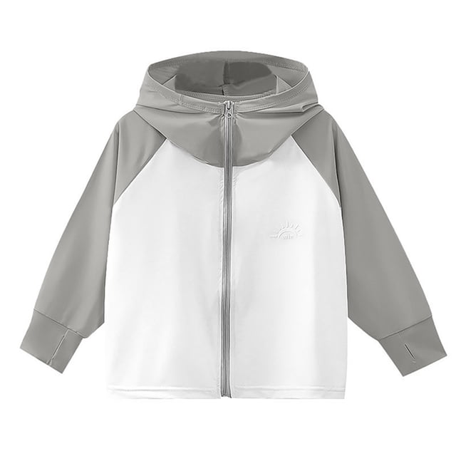 Jackets for Girls Summer Sunscreen Hoodie Summer Breathable Grey Girls Fall Tops ,5-6 Years