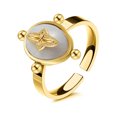 thumbnail image 1 of Anillo de acero de titanio, concha de piedra natural, nuevo producto de moda que no se desvanece, anillo abierto, talla única, SR21061507 oso de fresa Electrónica, 1 of 7