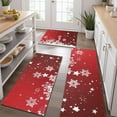 thumbnail image 2 of Red Christmas Snowflake Pattern Kitchen Rugs Sets Of 3,Kitchen Runner Rugs Non Skid Washable,Decorative Kitchen Floor Mats for Kitchen,Sink,Laundry,17"x30"+ 17"x47" + 17"x59", 2 of 6