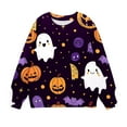 thumbnail image 5 of Odeerbi Kids Girls Halloween Crewneck Sweatshirts Fall Winter Pullover Sweatshirt 1-12 Years Halloween Printed Long Sleeve Sweatshirt Kids Clothes Black, 5 of 5