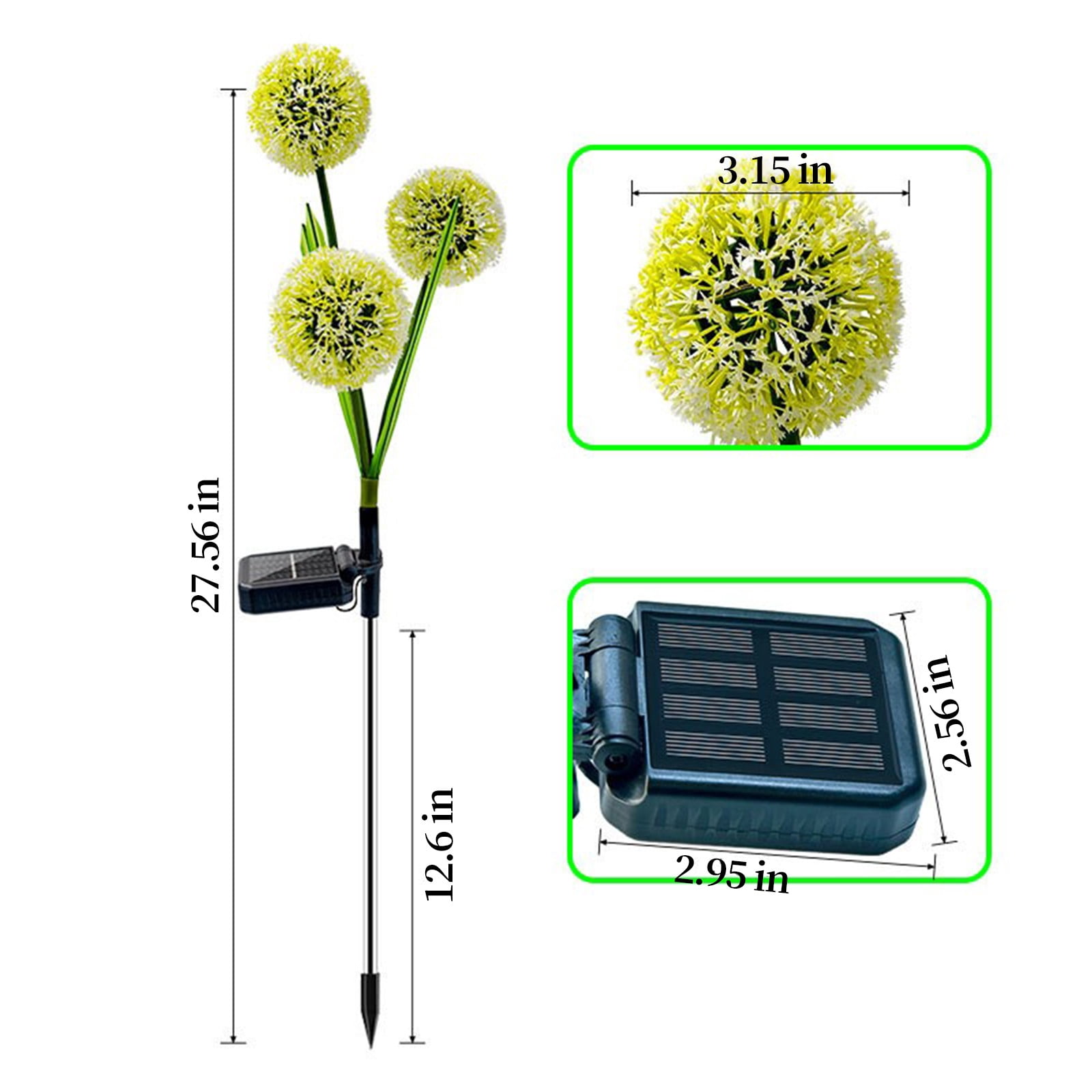 BVXEEP Solar Lights Outdoor, 2 Pack Solar Powered Dand-Elion Solar Led Lights Outdoor Led Lamps for Garden Backyard-Wn Land-Scape Decoration Illuminations