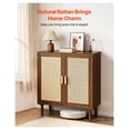thumbnail image 2 of Rattan Storage Cabinet - 2 Door Accent Cabinet with Shelves - Khaki Sideboard Buffet for Living Room, Entryway, Kitchen - Adjustable, Wooden Legs, 2 of 9