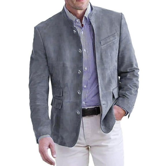 MNCEKFOD Men Dress Jacket Retro Slim Fit Casual Sports Business Coat Daily Outdoor Wear Coats Blue L