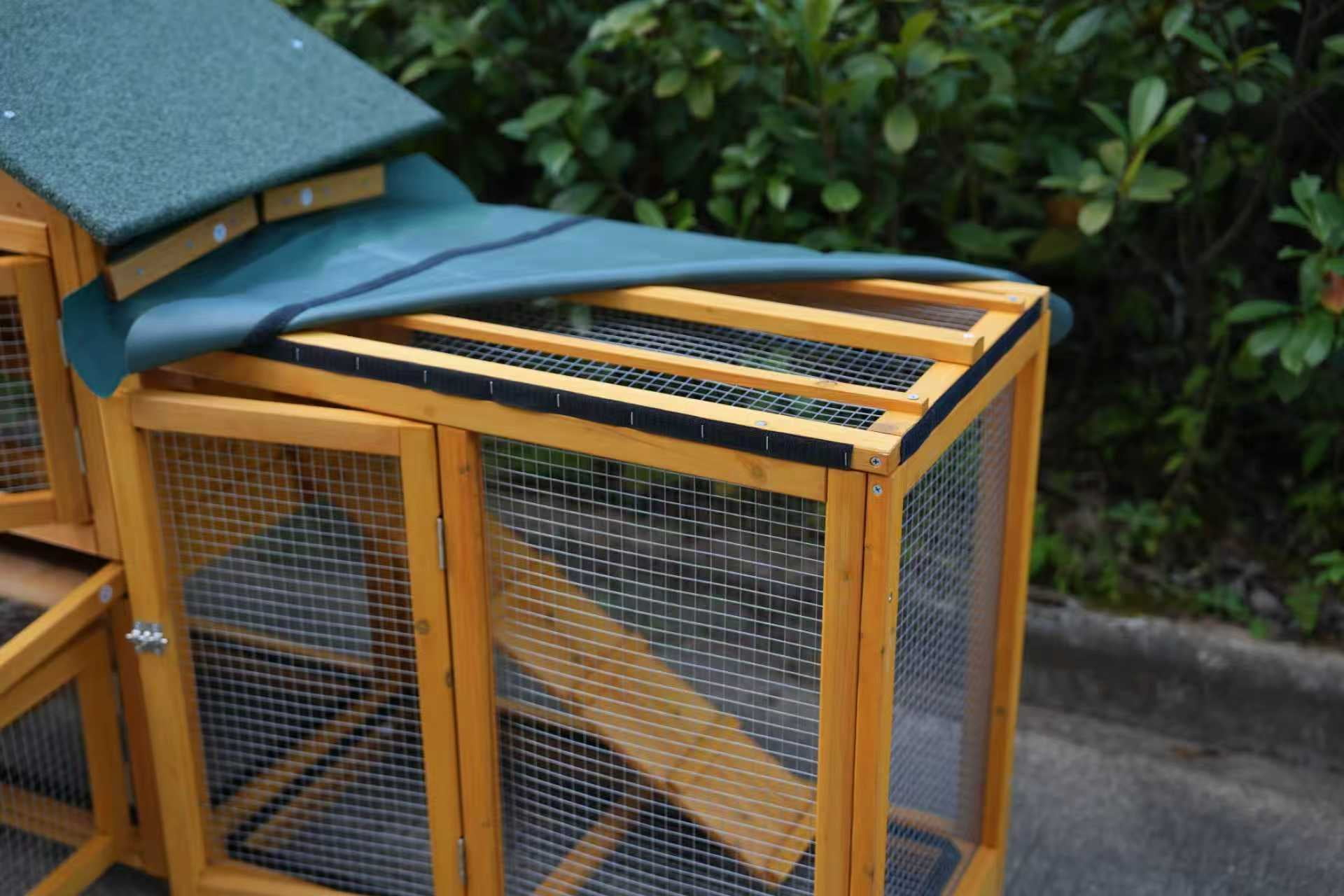 82" Extra Large Wood Rabbit Hutch, Easy Assembly, Stable Bunny Cage with Cleaning Tray & Waterproof Roof, Removable Cover for Indoor/Outdoor Use