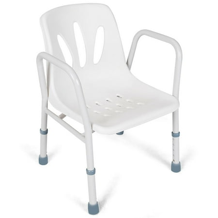 Medical Spa - Gymax Height Adjustable Shower Chair Medical Spa Bathtub Bath Bench Seat w/Arms White