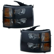 PIT66 Headlights, Fit for 07-13 Chevy Silverado 1500 /Silverado 2500 3500 & HD 07-14(For 2500HD/3500HD, fit 2007 new body style & 2014 old body style) Smoky lens Black Housing Amber Reflector