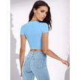 thumbnail image 5 of Womens Slim Fitted Crop Tops - Basic Crew Neck Short Sleeve Casual Tees for Going Out, 5 of 5