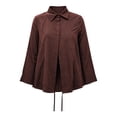 thumbnail image 3 of Ohufall Women Shirt Waist Cinched Button Down Turndown Collar Tops Fashion Casual Elegant Striped Top, 3 of 7
