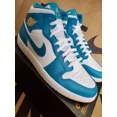 thumbnail image 2 of Ni-k-e Air Jordan 1 Mid Aquatone Celestial Gold White DQ8426-400 Men's Size 11, 2 of 6
