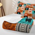 thumbnail image 4 of Manfei Bohemian Hippie Aztec Quilt Full 3-Piece,Western Cowboy Full Bedspread Sets,Orange Turquoise,1 Coverlet and 2 Pillowcases, 4 of 7