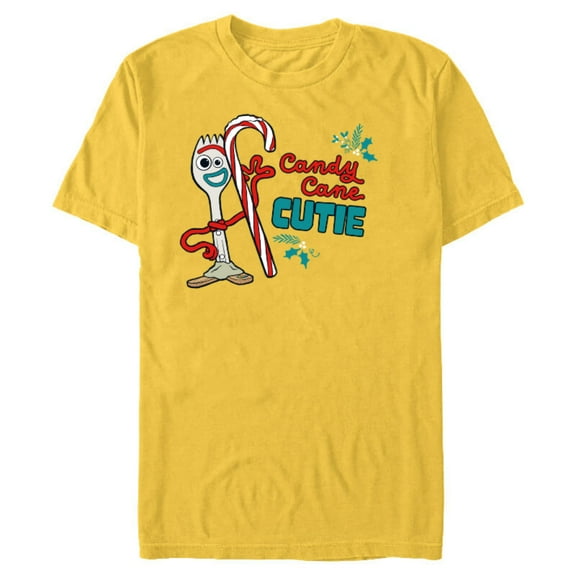 Disney and Pixarās Toy Story Forky Candy Cane Cutie Holiday Standard - Short Sleeve Blended T-Shirt for Adults ā Customized-Yellow