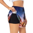 thumbnail image 2 of Disketp Lantern On Snow With Christmas Print Women's Shorts Workout Shorts for Athletic Gym Running Shorts with Phone Pockets, 2 of 8