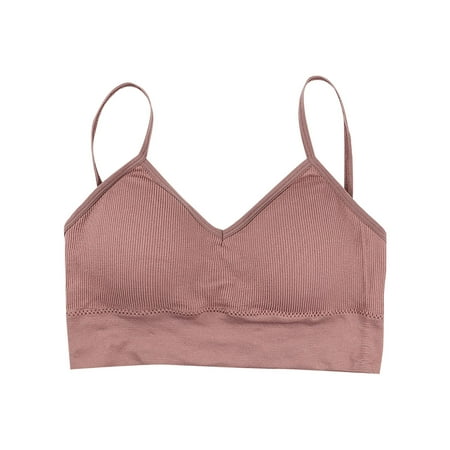 

Underwear Women New Spaghetti Strap Girl Bra Without Steel Ring Sports New sling girl bra without steel ring sports gathered underwear bean paste color