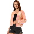 thumbnail image 1 of Disfraz de navidad Chaqueta De Bombardero De Lentejuelas Con Cremallera Y Manga Larga Recortada Con Purpurina Para Mujer Azul oscuro L, 1 of 7