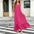 thumbnail image 2 of TaTaai Women's Spring Summer Solid Color Round Neck Sleeveless Backless Lace-Up Dress Casual Elegant Long Dress Gift, 2 of 7