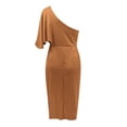 thumbnail image 4 of Sngxgn Women's Sleeveless Halter Midi Dress Bodycon Split Dresses(Yellow,XL), 4 of 7