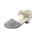 thumbnail image 2 of Piuwrlz Kids Glitter Crystal Sandals Girls Versatile Closed Toe Shoes New Pendant Decoration Sequin Lace-Up Gladiator Sandals Silver Size 5.5 Years, 2 of 5