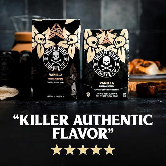 Death Wish Coffee Vanilla Single Serve Pods, Fair Trade, No Artificial Ingredients, Medium Roast, 30 Count