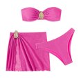thumbnail image 5 of Bikini Sets for Women 3 Piece Strapless Bandeau Bikini Top Swim Bottom Sarong Wraps Swim Skirt Bathing Suits Swimwear, 5 of 5