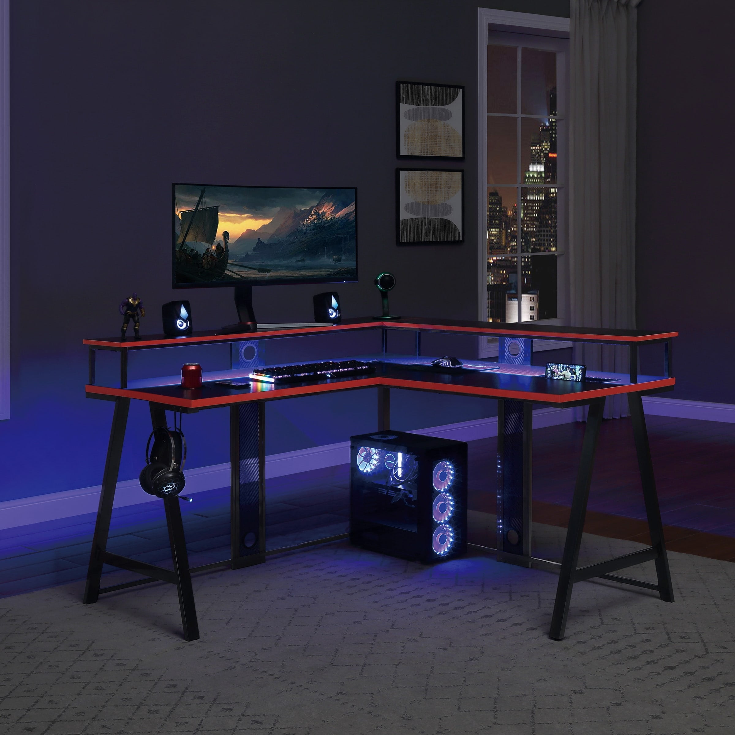 Disruptor L-Shape Gaming Desk in Metal Black