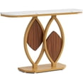 thumbnail image 7 of Gold Console Table, 41" Modern Entry Table with White Faux Marble Top, Geometric Metal Base, Narrow Long Sofa Table Behind Couch Accent Table Foyer Table for Entryway, Hallway, Living Room, 7 of 7