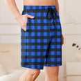 thumbnail image 5 of Ceisia Men's Casual Loose Fit Plaid Shorts with Elastic Drawstring Waist Pockets 5/8 Length for Sports Fitness Home Wear Blue Gifts for Father 3X, 5 of 6