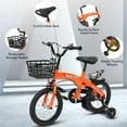 thumbnail image 6 of 16" Kids Bike with Training Wheels, Height Adjustable Kid's Bicycle with Basket/Water Bottle/Inflator/Bell, Gifts for Girls Boys Toddlers Kids 3-8 YO, 6 of 10