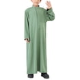 thumbnail image 1 of Boys' Lightweight Muslim Robe - Breathable Arab Middle Eastern Thobe with Pockets, Zip-Up Loungewear for Summer, 1 of 9