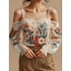thumbnail image 2 of Blusas elegantes con hombros descubiertos para mujer, jerséis, tops con encaje, estampado floral de plantas, top con hombros descubiertos, camisa y blusa de verano, camisetas para mujer, 2 of 3