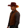 thumbnail image 5 of EOYWHK Cowboy Hat for Men Western Cowboy Wide Brim Hat with Braided Leather Band Felt Hat for Rodeo Party Costume Outdoor, Red, 5 of 5