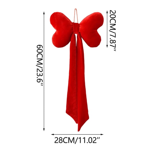 Valentine's Velvet Hearts Bow Hanging Decoration, Romantic Love Accents for Mantel Wall Or Gift, 8 in Velvet Bow with Satin Loop, Reusable Home Décor for Valentine's Day