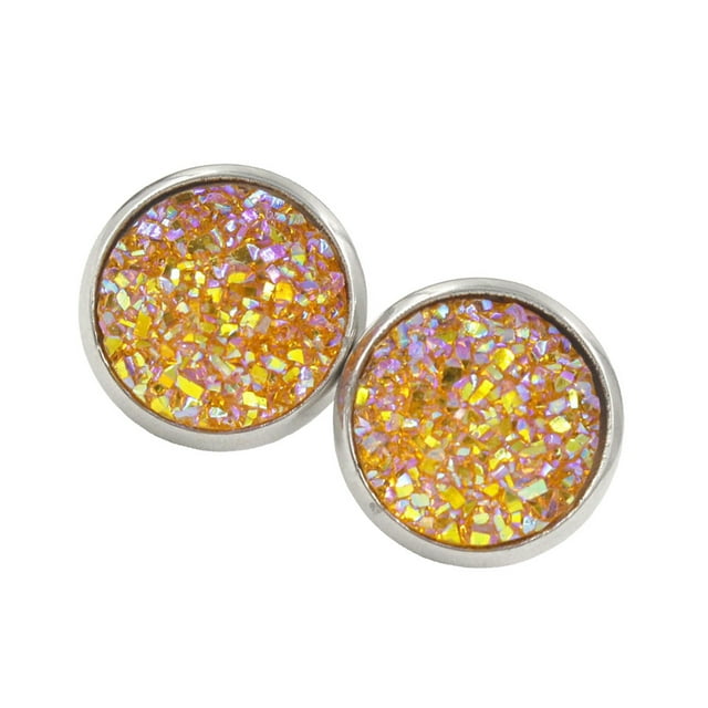 Pendientes Gotas Minnieouse de acero inoxidable Galvanoplastia fina superficie lisa Ligero amarillo