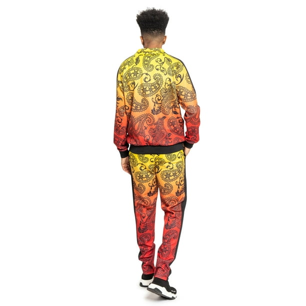 Men's Paisley Ombre Gradient Track Suits Piece Sweatsuit Set