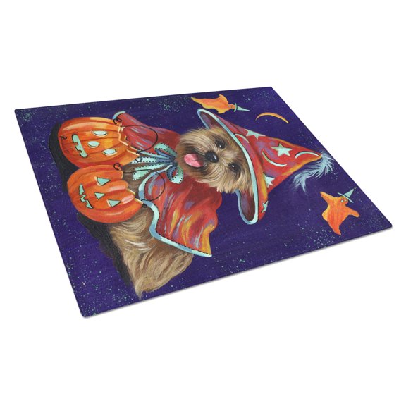 Carolines Treasures PPP3061LCB Cairn Terrier Halloween Witch Glass Cutting Board Large, 12H x 16W, multicolor